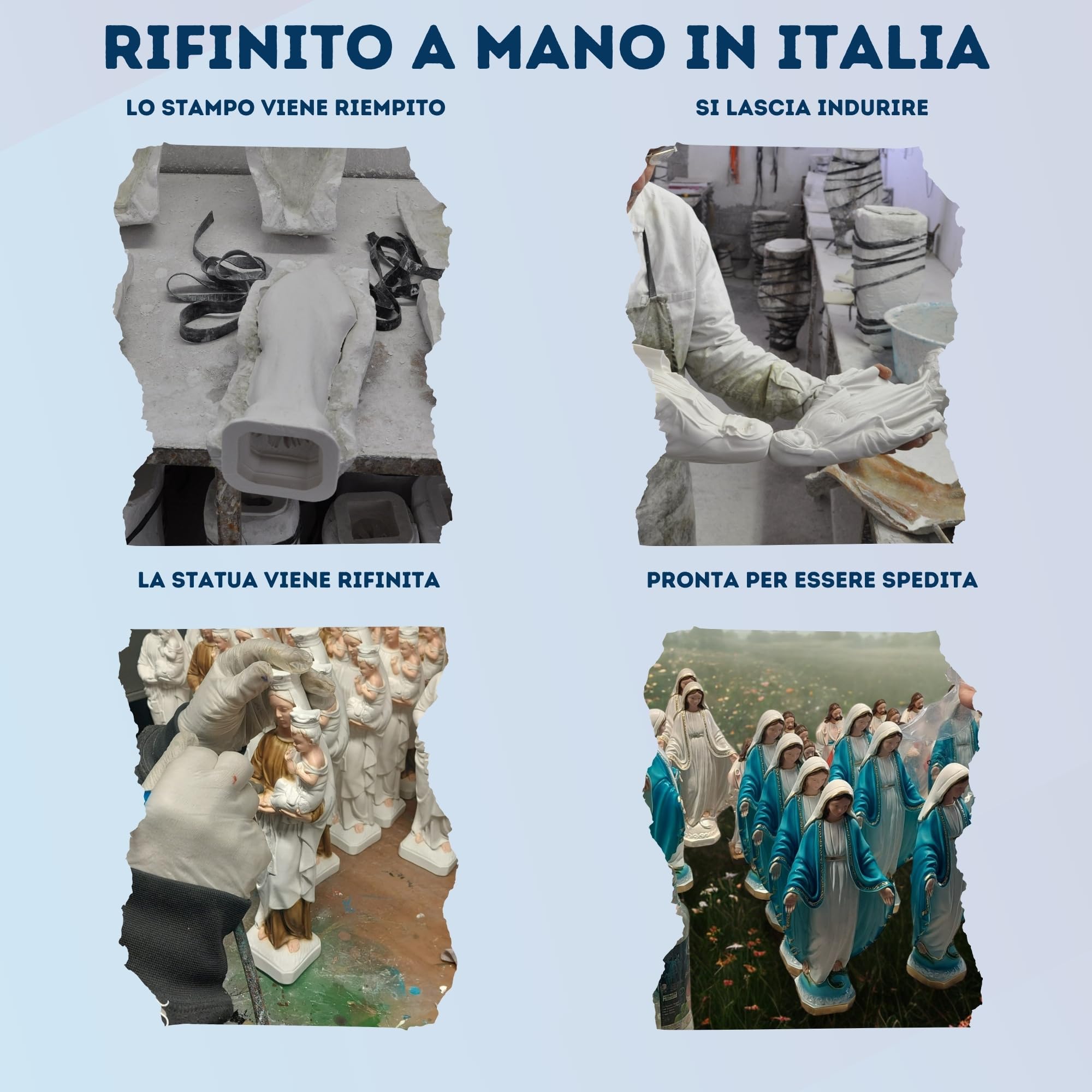 OVUNQUE PROTEGGIMI Statua Madonna di Lourdes cm 30, in Polvere di marmo, per Interni ed Esterni, Statuetta della Madonnina Realizzata artigianalmente in Toscana.