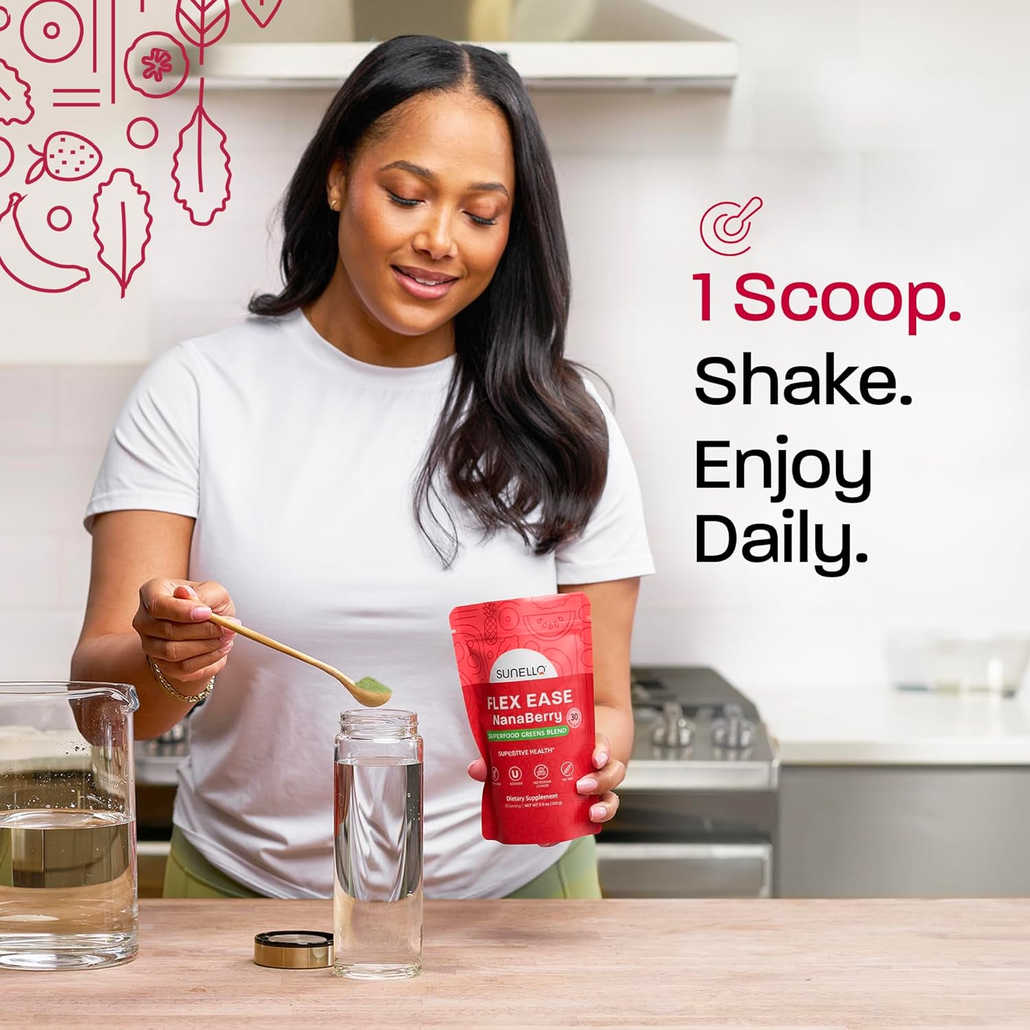 Super Greens Powder – Flex Ease NanaBerry – Kosher - Sugar Free- Greens Superfood Powder with Collagen Peptides, Turmeric & Hyaluronic Acid for Joint Mobility & Comfort – 30 Servings