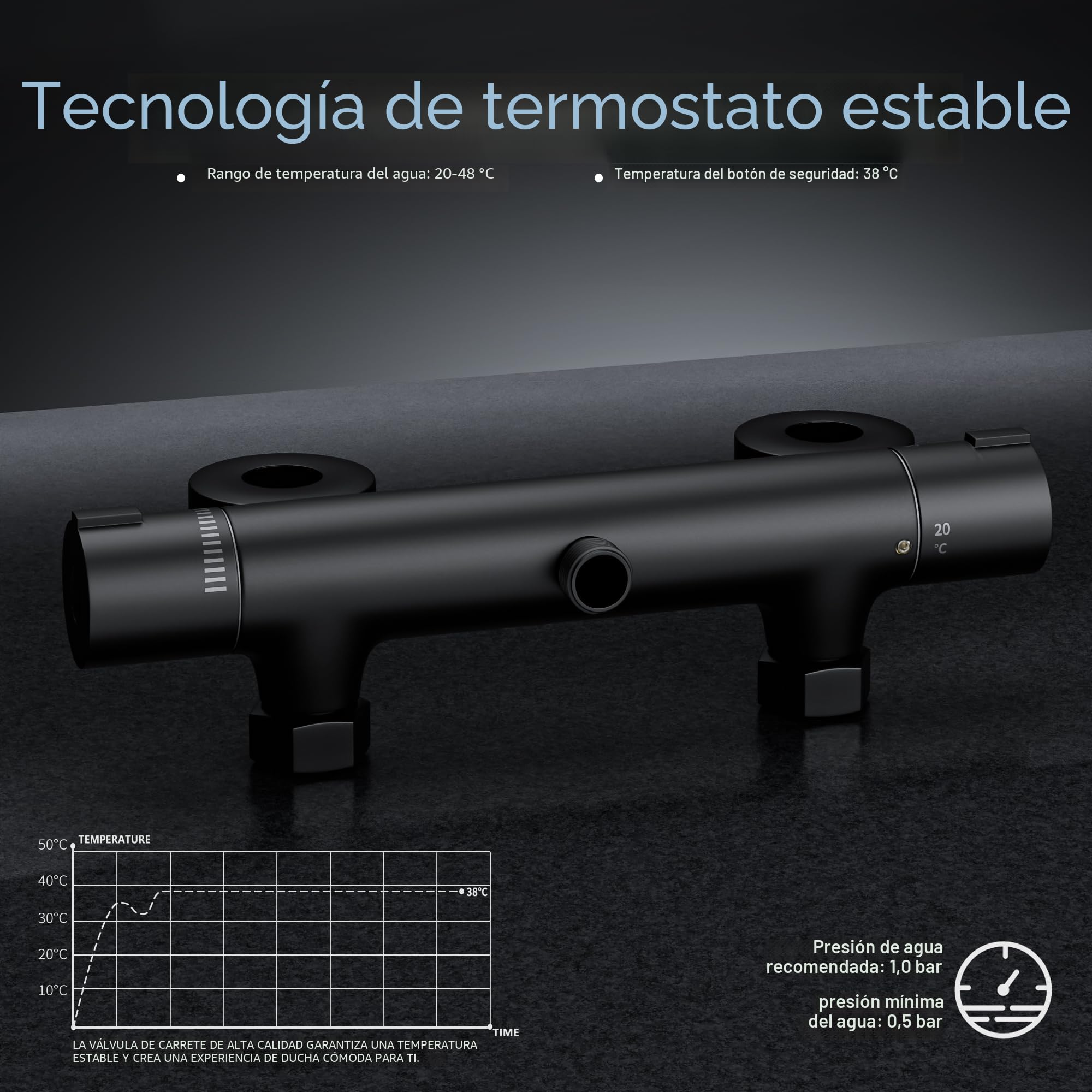 Morado - Grifo mezclador de ducha (70 cm, con barra de ducha, ajustable, 150 cm), color negro