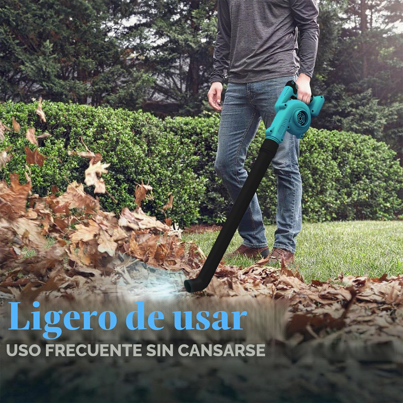 Soplador de Hojas inalámbrico, con 2 baterías de 3000 mAh de 18 V, 2 en 1, soplador de Hojas eléctrico de construcción Ligera y Aspirador para el Cuidado del césped, Burbujas de Hojas | Motor de núcleo de cobre de 16000 rpm. Regulación de velocidad contin