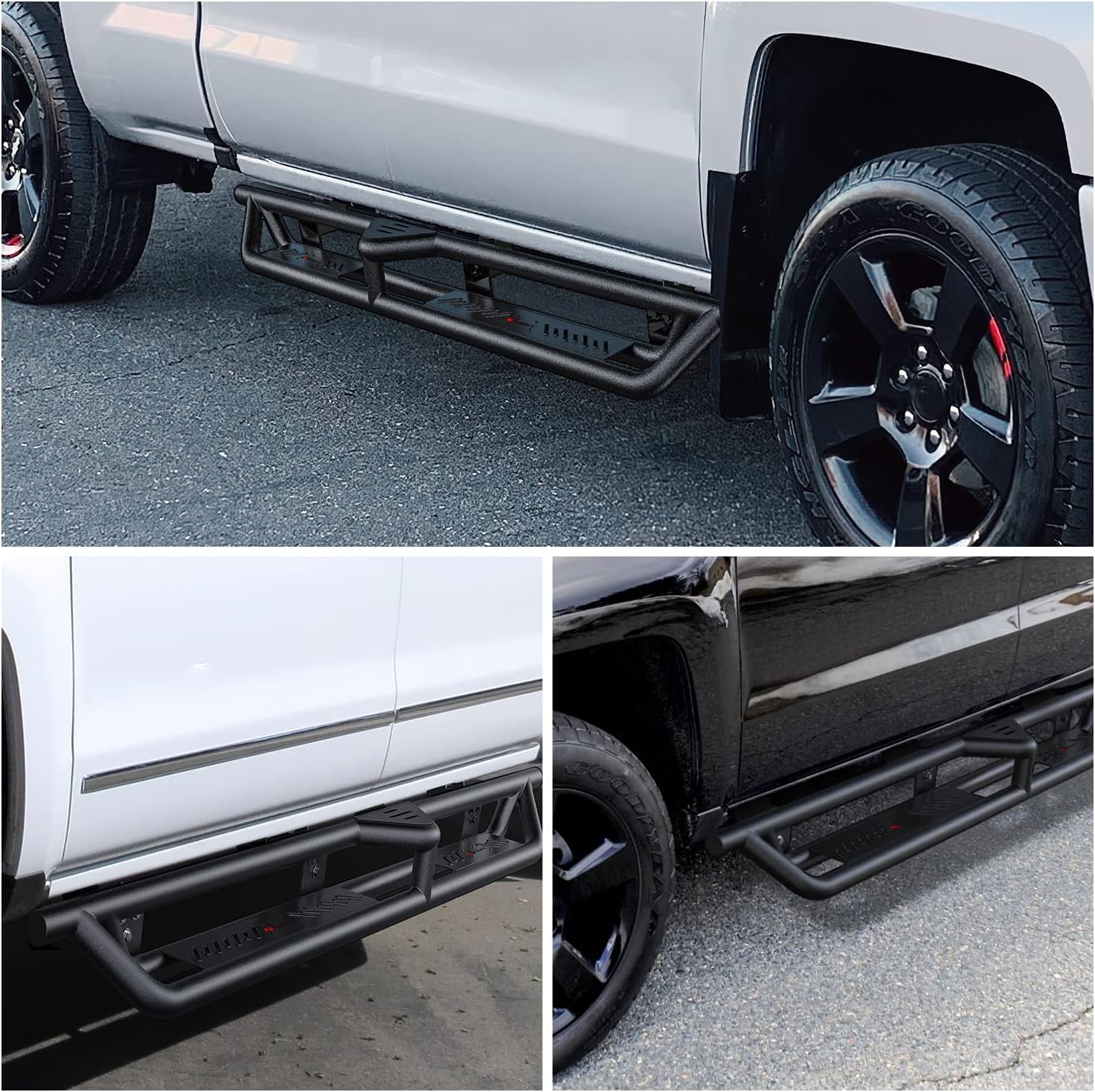 Nilight Running Boards for 2007-2018 Chevy Silverado/GMC Sierra 1500;2007-2019 Chevy Silverado/GMC Sierra 2500HD 3500HD Extended Dual-StageTextured Powder Coated Side Step Nerf Bars