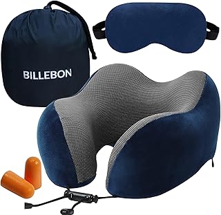 Billebon Billebon Premium Neck Pillow for Travelling Airplane Travel Pillow Comfortable Head Rest Neck Holder Pillow (Grey) (Navy Blue Raised Combo)