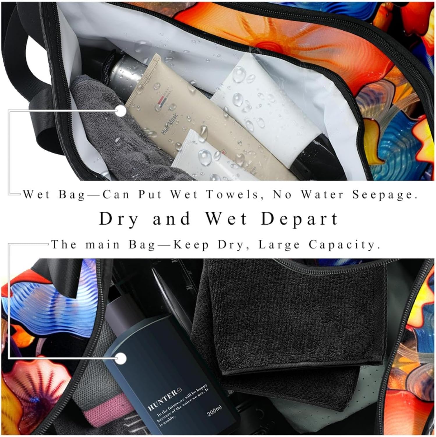 Gym Bags for Women,Duffle Bag for Travel,Art Style Flower Colorful,Gym Bag for Men