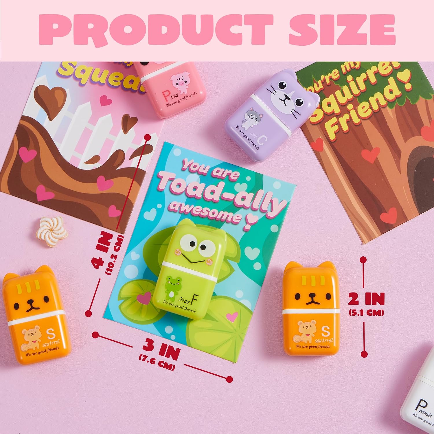 JOYIN 30 PCS Valentines Cards with Animals Erasers and Clean Up Roller for Party Favor Gifts, Classroom Exchange Prize, Valentine’s Greeting Cards