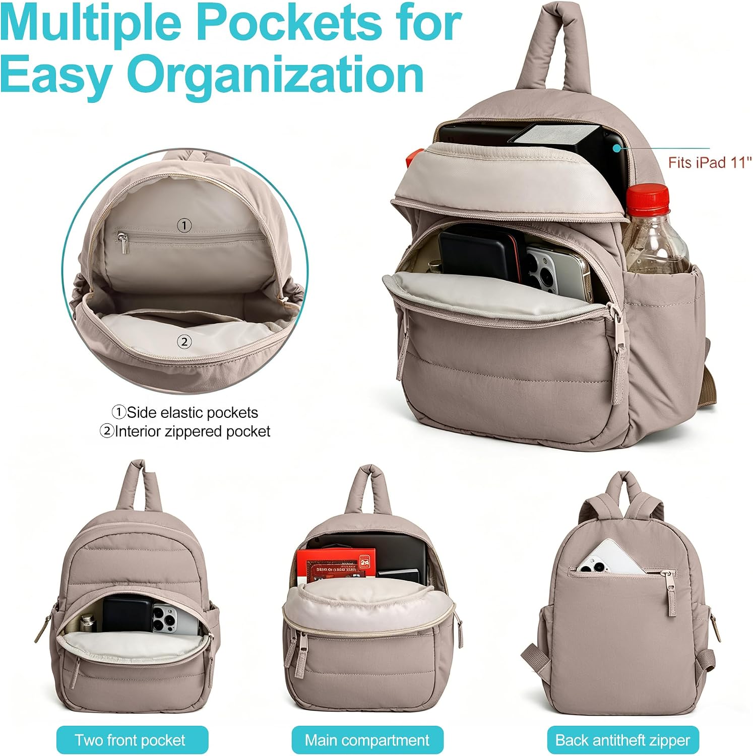 Lightweight Mini Backpack for Women,Taslan Durable Daypack,Casual Travel Backpack with Adjustable Straps for Daily,Travel