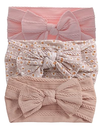 Miniatura 5 de KorhLeoh Diademas de nailon suave y elástico para bebés y niñas, con lazos grandes, accesorios para el cabello para recién nacidos, bebés y niños