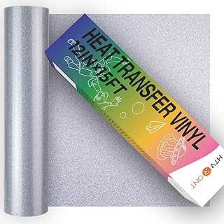 HTVRONT Silver Glitter HTV - 12" x 15ft Glitter Iron on Vinyl for Shirts
