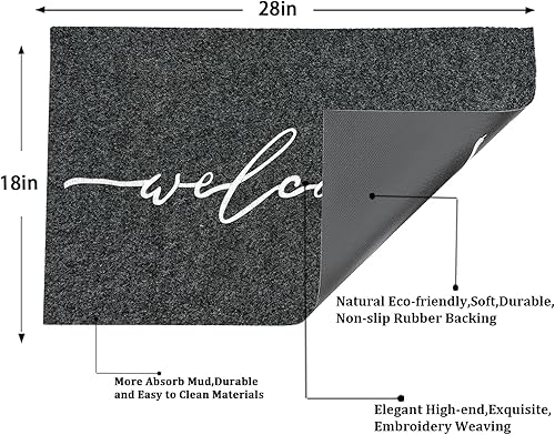 Miniatura 3 de Alfombra de bienvenida para exteriores con reverso de goma antideslizante duradero, ultra absorbente de tierra y fácil de limpiar, tapetes para