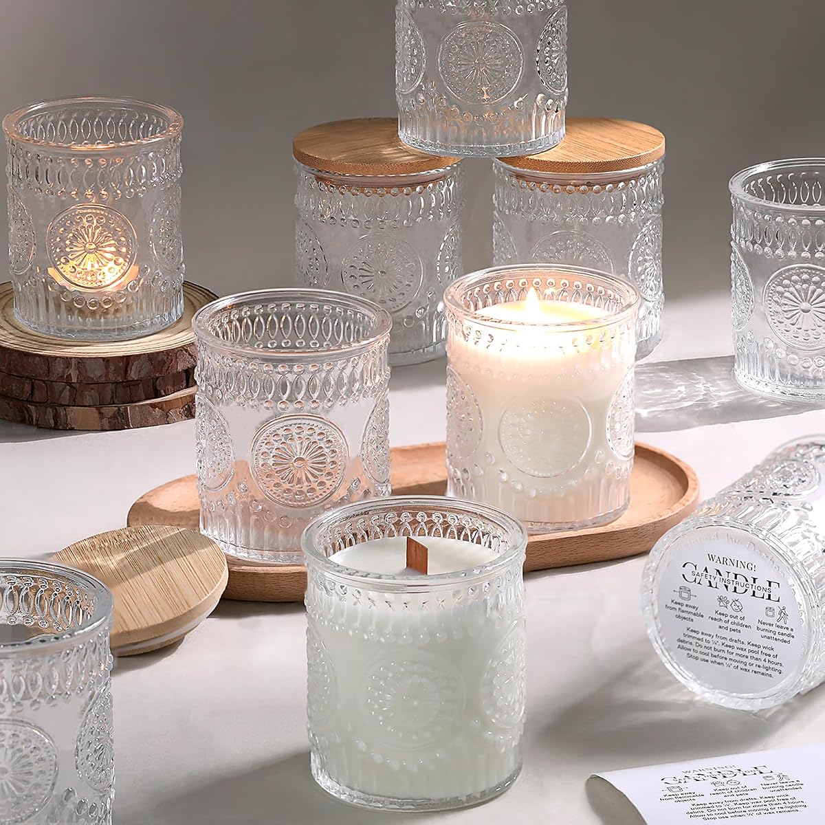DARJEN 10 Pcs 8oz Glass Candle Jars with Lids, Candle Tins-Clear