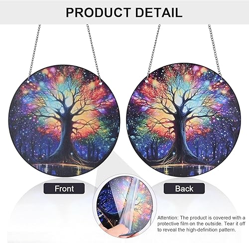 Miniatura 3 de The World Tree Suncatchers Decoración para interiores y exteriores para colgar en la ventana, panel decorativo colgante del árbol de la vida con