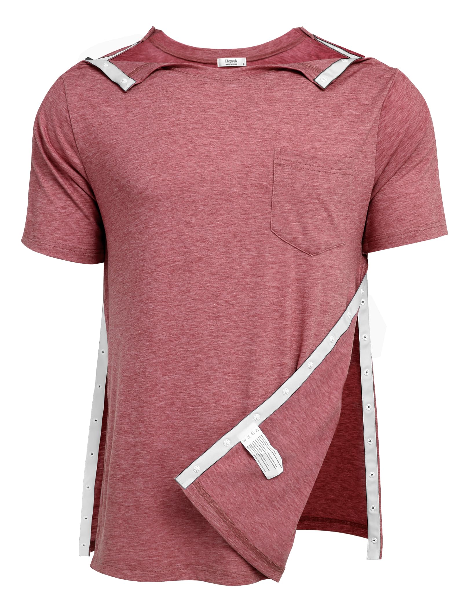 Deyeek Men's Post Shoulder Surgery Shirts Soft Tear Away Short Sleeve Tops