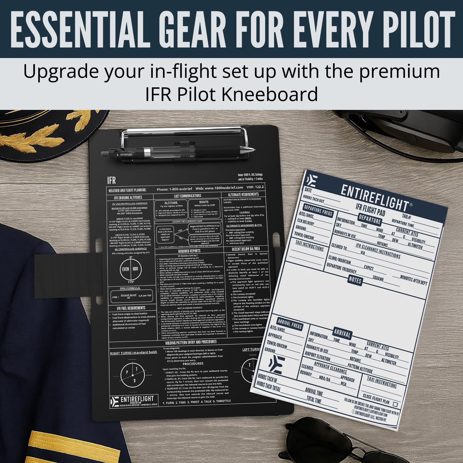 IFR Pilot Kniebrett Luftfahrt Kniebrett mit Flugnotizblock | Pilotenzubehör für Schüler Essentials | Premium Aluminium Kniebrett | Flugsimulator-Zubehör