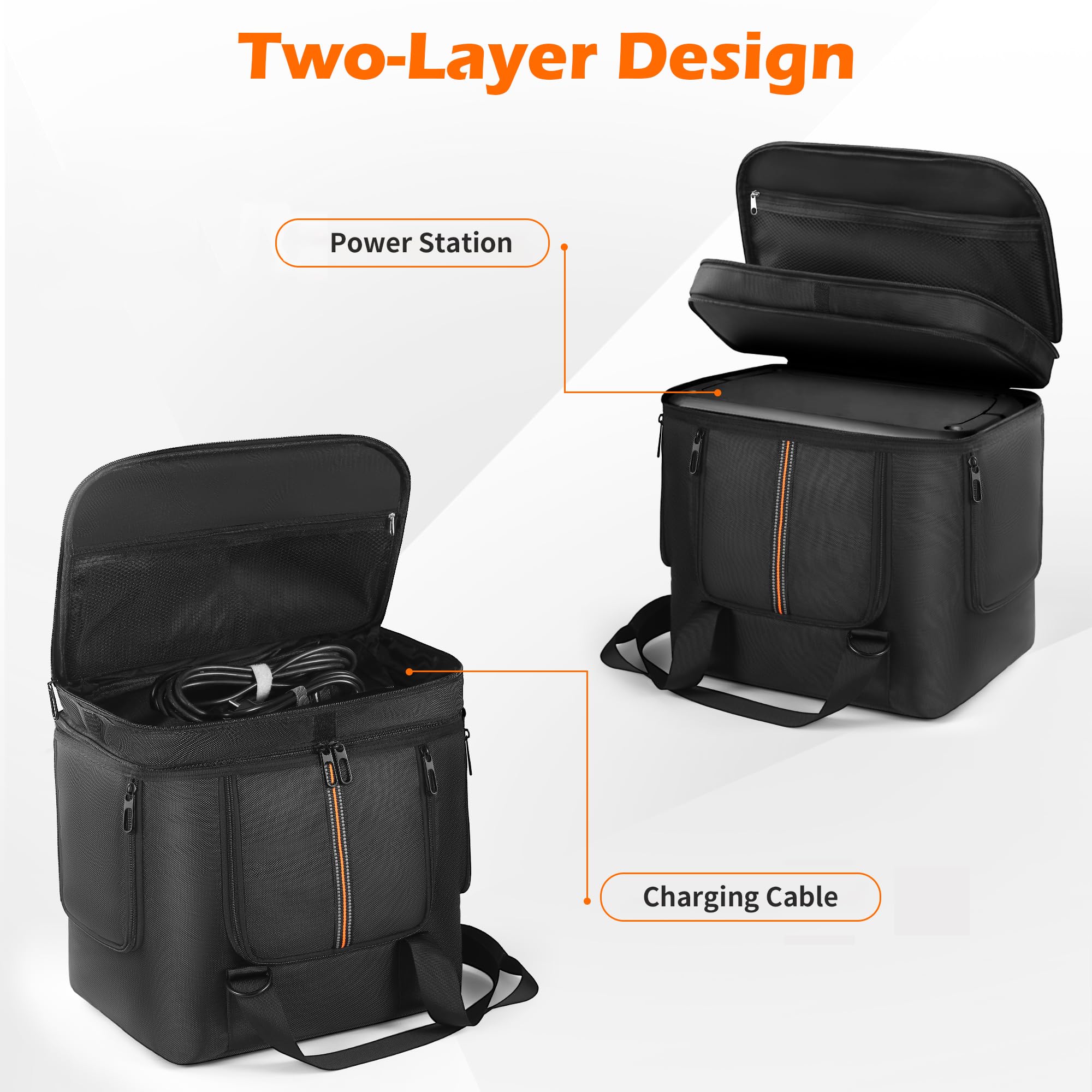 Bolsa de transporte portátil compatible con Jackery Explorer 2000 V2, funda de almacenamiento de viaje con ventana de acceso rápido, conveniente para camping, senderismo, uso doméstico
