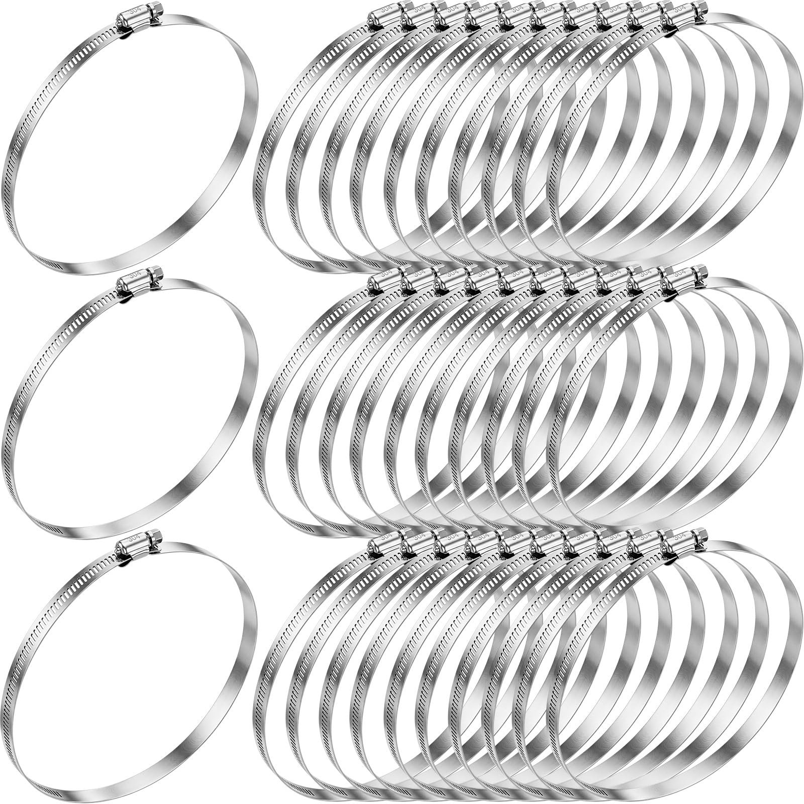 Zhengmy 30 Pack 6 in Stainless Steel Hose Clamps, 5-9/16" to 6-1/2"