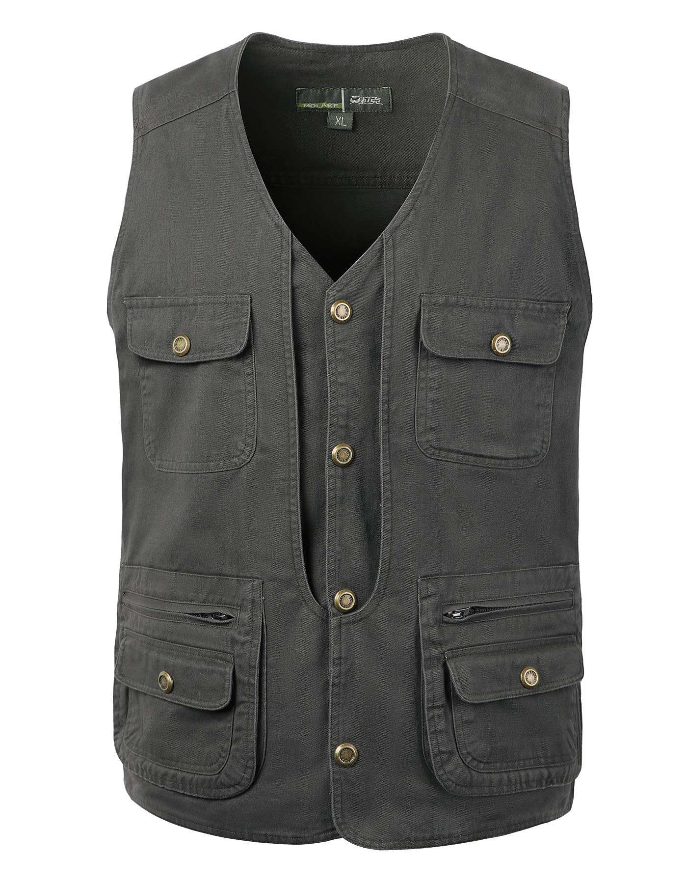 Chaleco de Pesca para Hombre Chaleco Deportivos de Caza Trabajo con Multibolsillos Chaleco Tipo Safari Chaqueta Sin Mangas de Fotografia con Botones de Presión