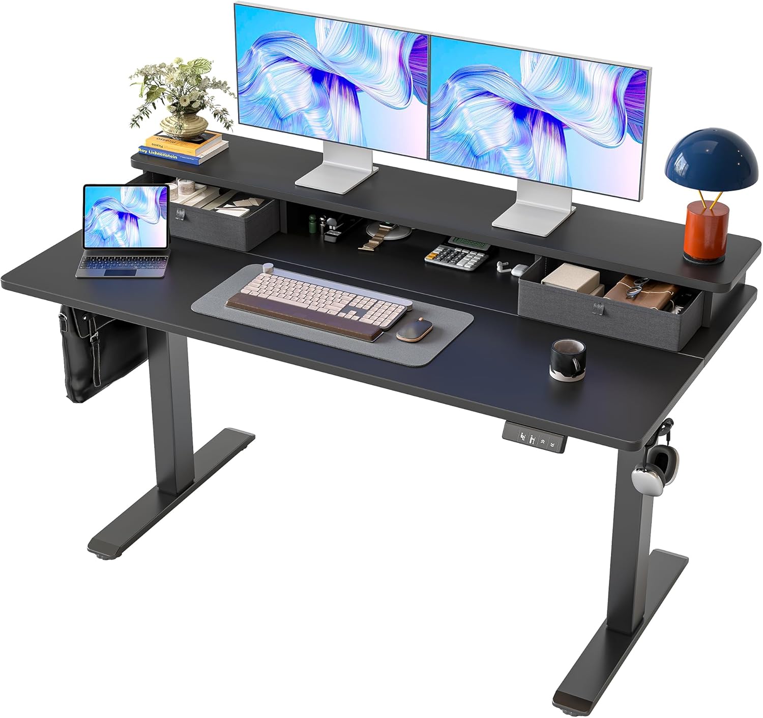 TIQLAB Standing Desk 55×24 inch with Drawers