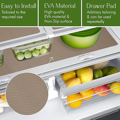 Miniatura 10 de Forro antideslizante de 12 pulgadas x 20 pies (236 pulgadas), forro de cocina EVA, forro no adhesivo, forro original para estantes lisos, forro de