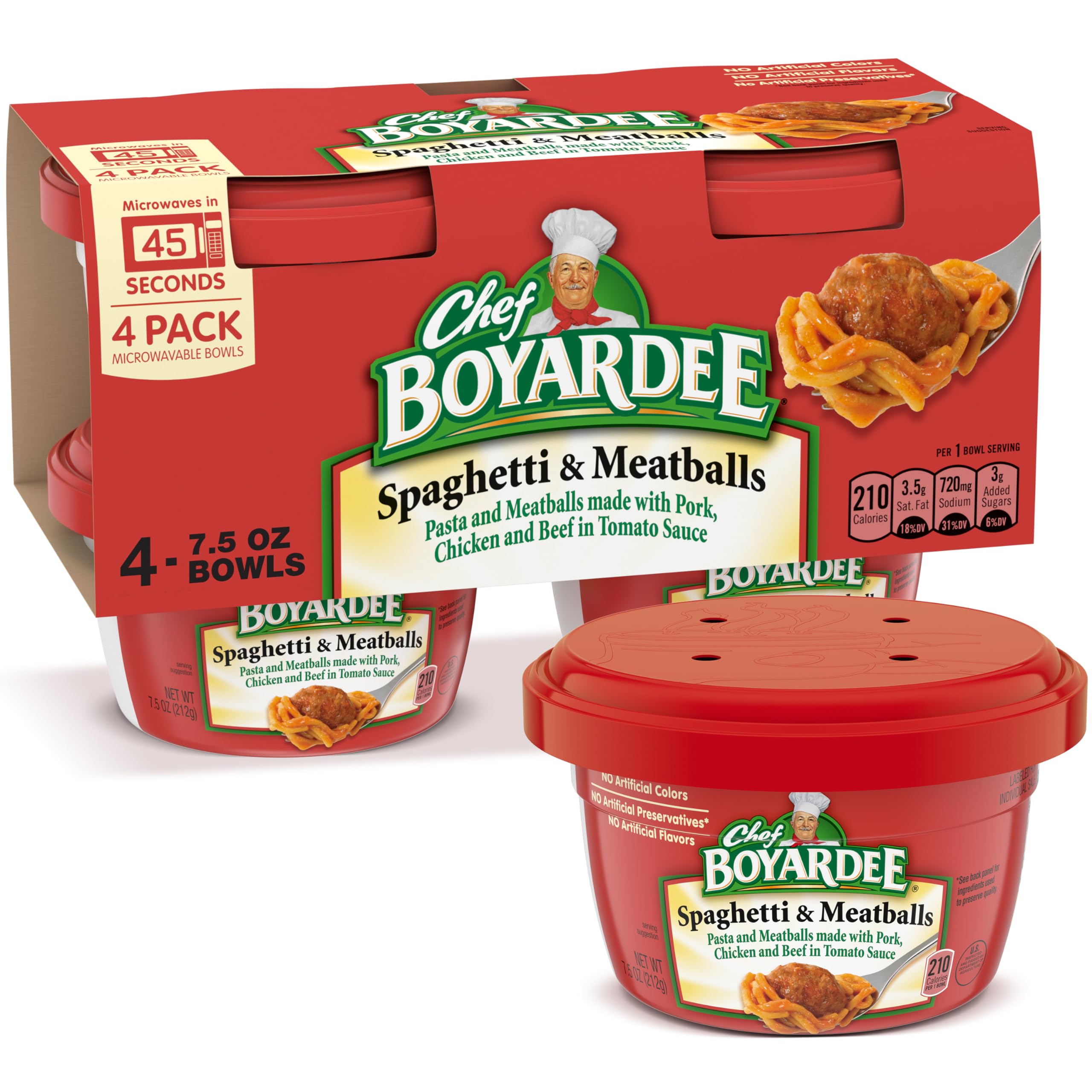 Chef Boyardee Spaghetti Meatballs Microwave Meal 7 5 oz 4-Count