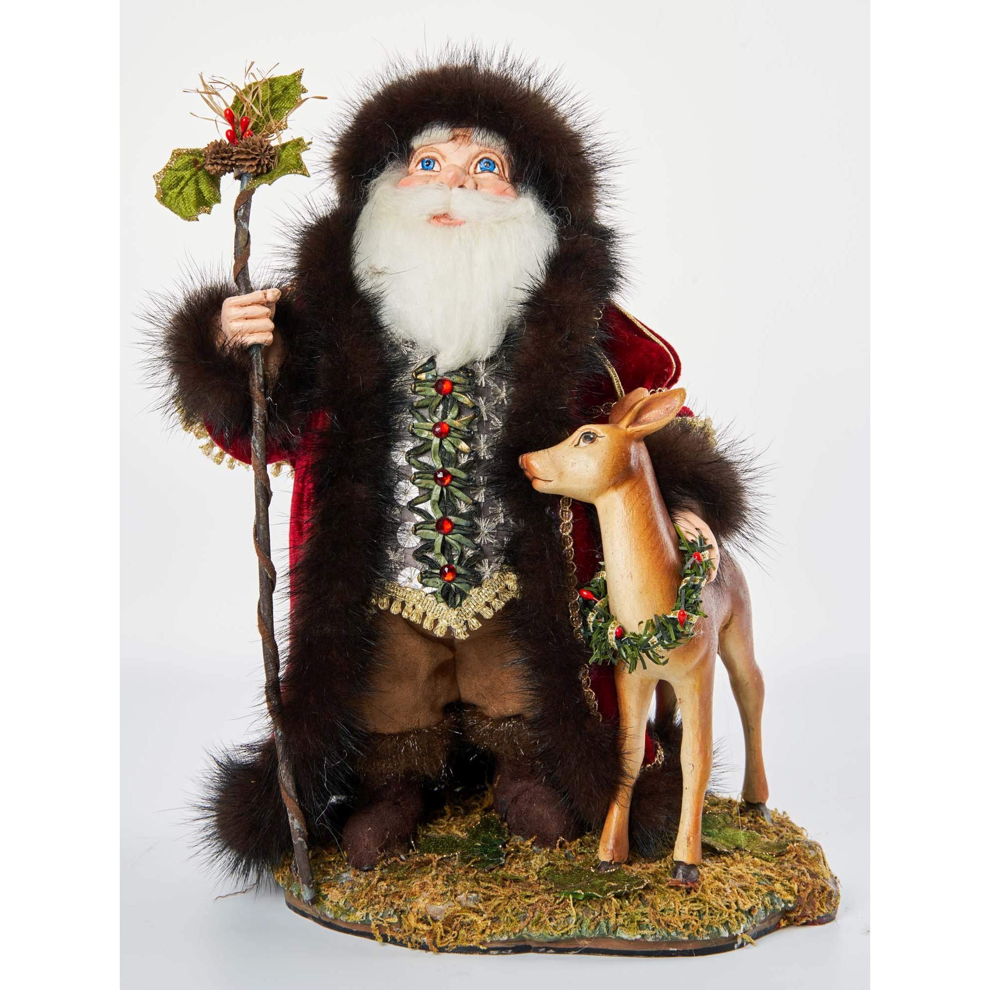 Katherine's Collection Santa with Deer Tabletop Figurine
