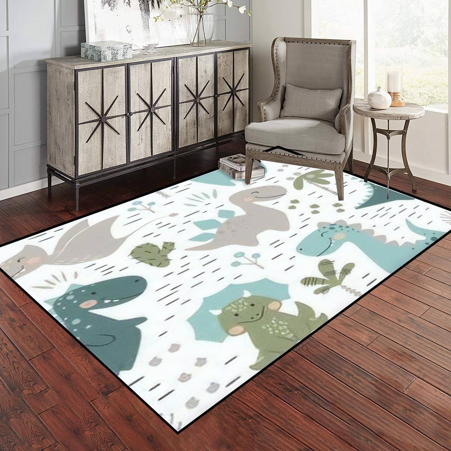 Dino Rugs For Boys Room Dinosaurs Themed Washable Kid's Room Rug