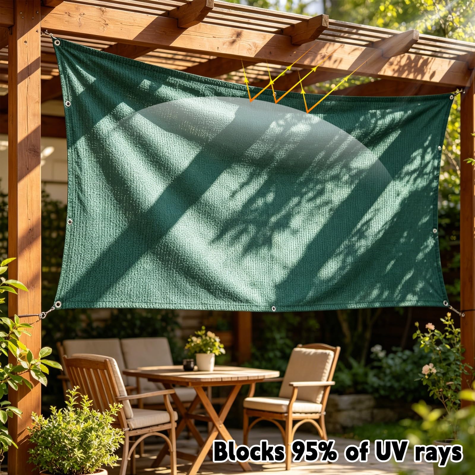 Toldo Vela de Sombra 100 x 700 cm Toldo HDPE Exteriores Impermeable a Prueba de Viento Protección UV Vela, Malla Sombreadora para Terraza Balcon Exterior Jardín, Verde Oscuro