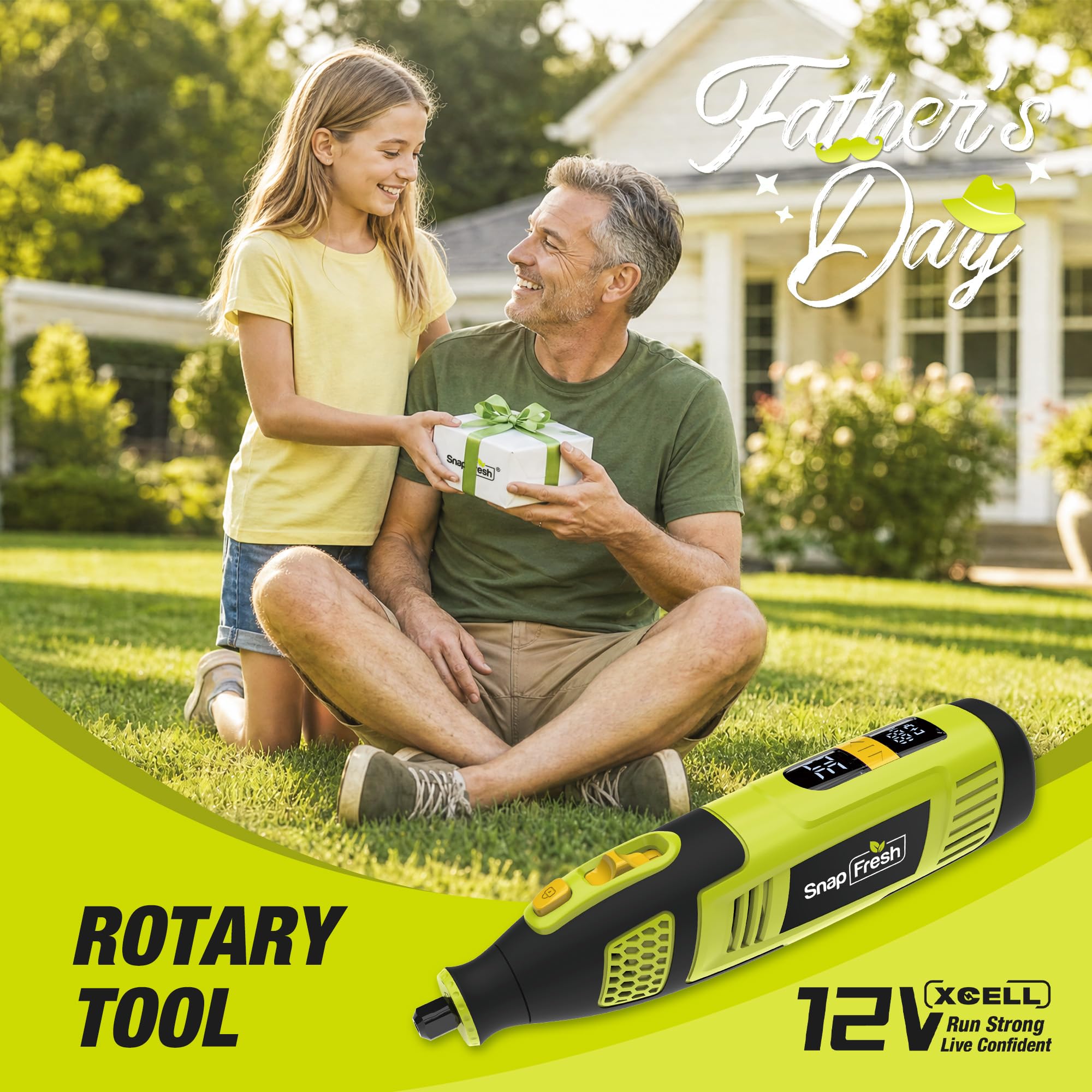 SnapFresh Utensile Rotante Multifunzione 12V Mini Trapano Elettrico, 111 Accessori, Velocità Variabile 5000–32000 giri/min, Display Digitale con Memoria, per Incisione, Levigatura, Lucidatura e Taglio