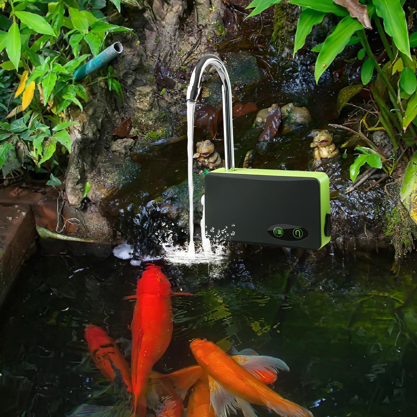 UPKOCH Pompa di Ossigeno Portatile per Pesca Verde Assorbitore d'Acqua Multifunzione Ricarica a Induzione Aeratore per Acquari e Miscelatore Esca Luci LED