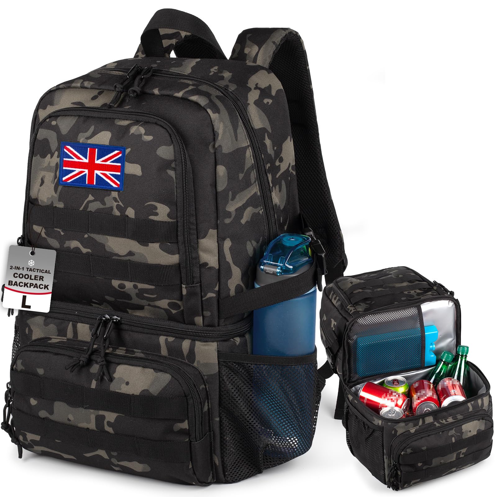 Tactical Double Deck Cooler Backpack for Men,Large Lunch Backpack With 2 Compartment,Soft Cooler Bag