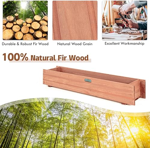 Miniatura 6 de Giantex Cama elevada de jardín para plantas de flores o verduras, caja de plantas para jardín, caja de madera para plantar (36 pulgadas LX7 pulgadas