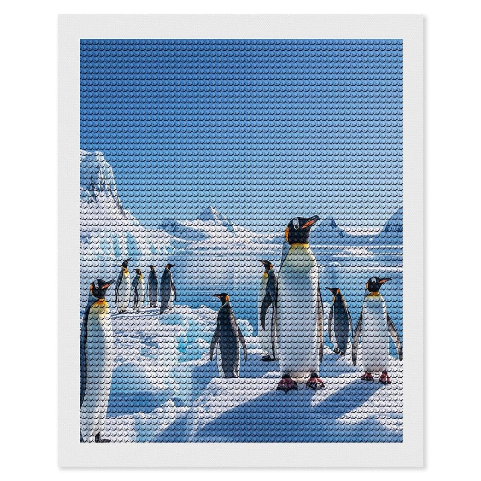 FekiLoot Penguin Antarctica Ice Diamond Painting Kits for Adults Full Round Drill Diamond Art Kits for Beginners 5D DIY Diamond Dots Paintings Diamonds Pictures Gem Art Home Wall Decor 16"x20"