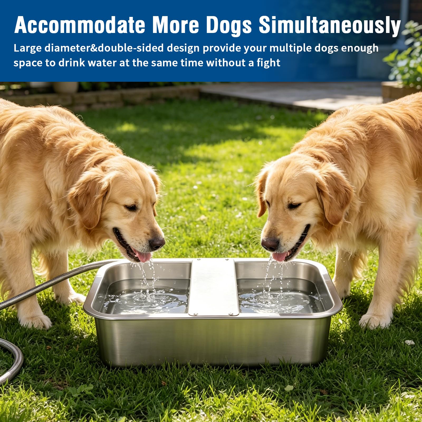 BWOGUE Dispensador automático de agua de 5 galones para perros grandes, cuenco de agua de acero inoxidable para exteriores, comedero de agua para perros de raza grande, comedero automático para perros