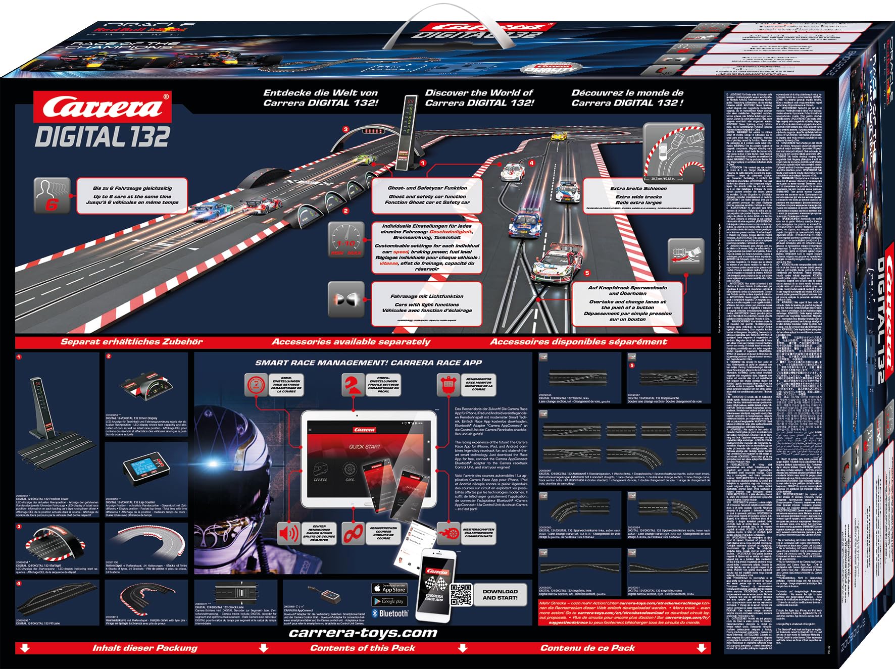Carrera Digital 132 / Formula 1 Race of The Champions/Red Bull Racing RB20 M. Verstappen vs. S. Pérez / 7,3 m Racetrack/Wireless 2.0 / Up to 6 Drivers/Scale 1:32 Formula 1 Racetrack Set