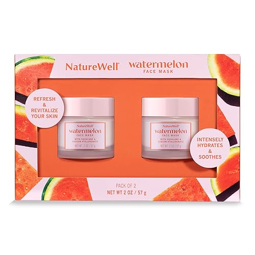 NATURE WELL Mascarilla facial de sandía, enriquecida con agua hidratante de fruta de sandía y escualano derivado de plantas, promueve una tez
