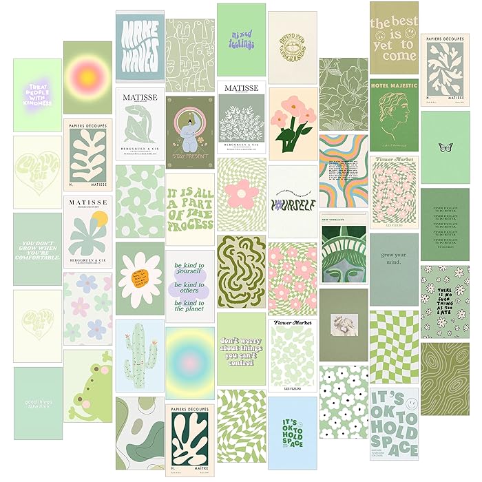 Buy Sage Green Room Decor Aesthetic, Danish Pastel Wall Collage Kit