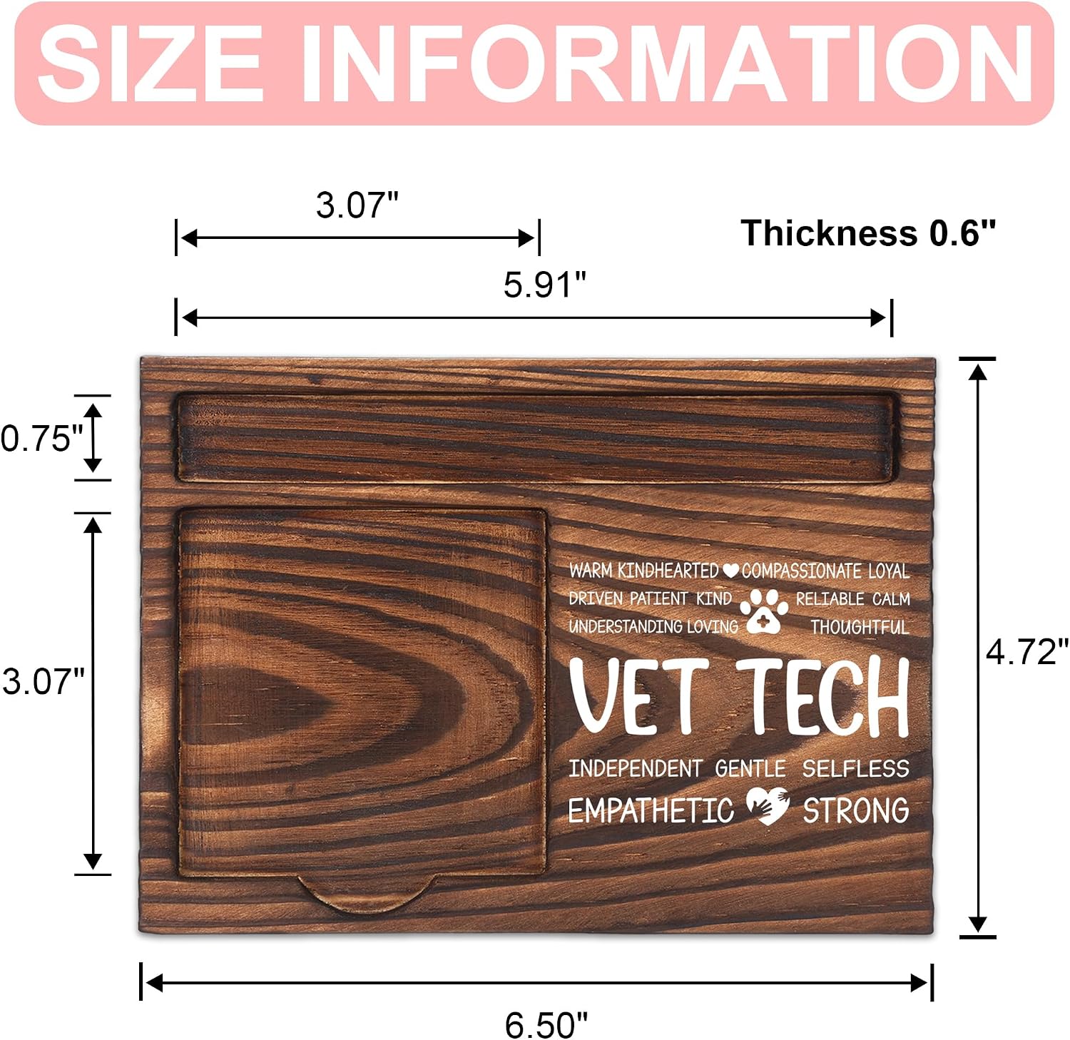 Vet Tech Appreciation Gifts, Thank You Gift for Veterinary Technician, Veterinary Tech Office Coworkers Staff Appreciation Gifts, Sticky Note Holder Wooden Notepad & Pen Holder 6.5" x 4.7" - FTA274