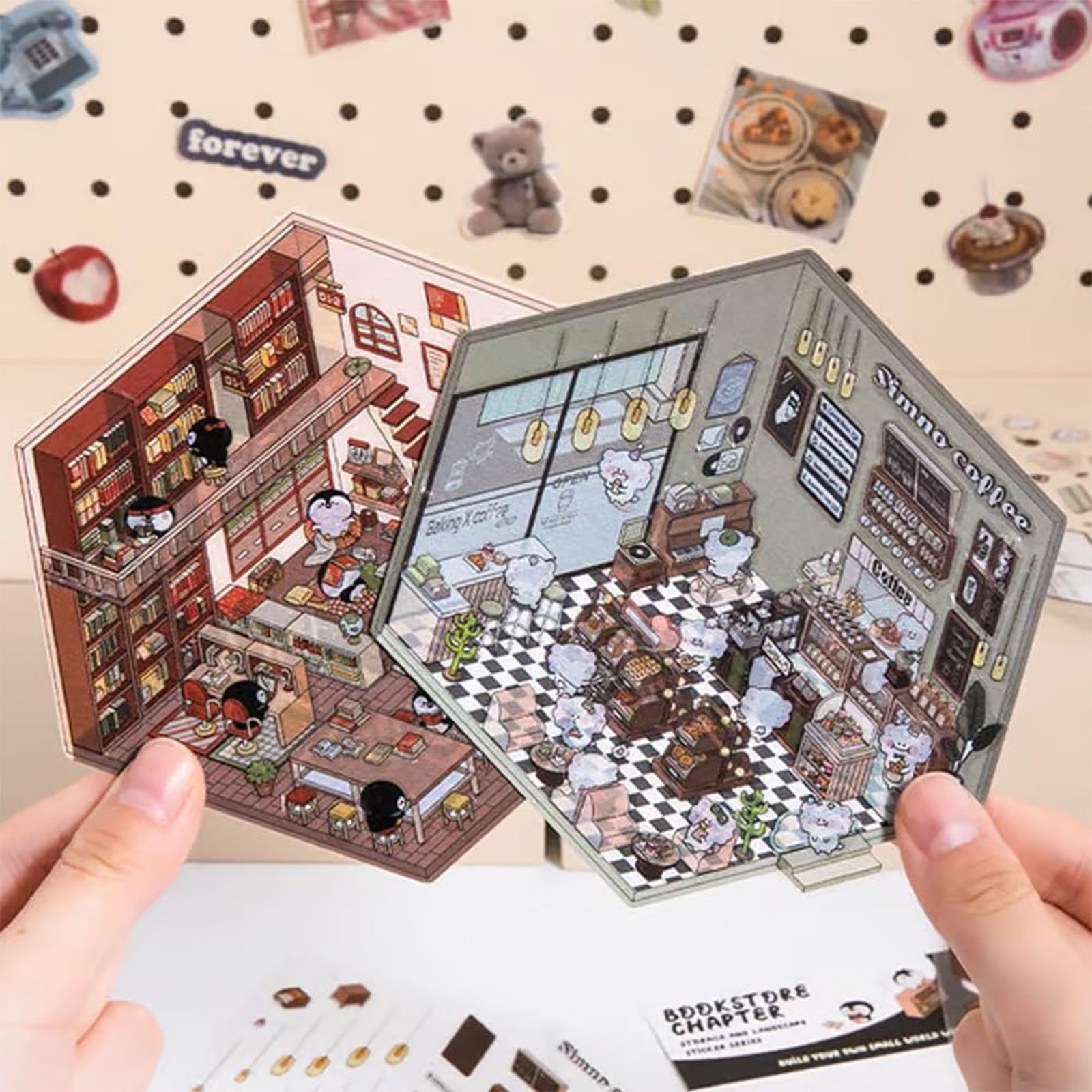 Libro De Pegatinas Isométricas 3D - Escenas De Casitas, DIY, Para Adultos Y Niños - Set Creativo