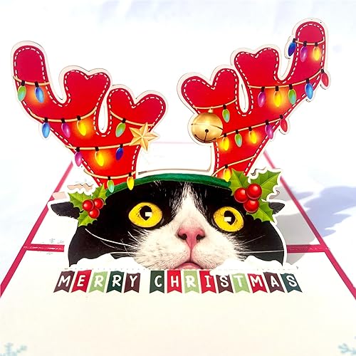 Miniatura 9 de DongNaiWin Tuxedo - Tarjeta de cumpleaños para amantes de los gatos, 3D, linda y divertida, tarjeta desplegable con sobre, felicitación de