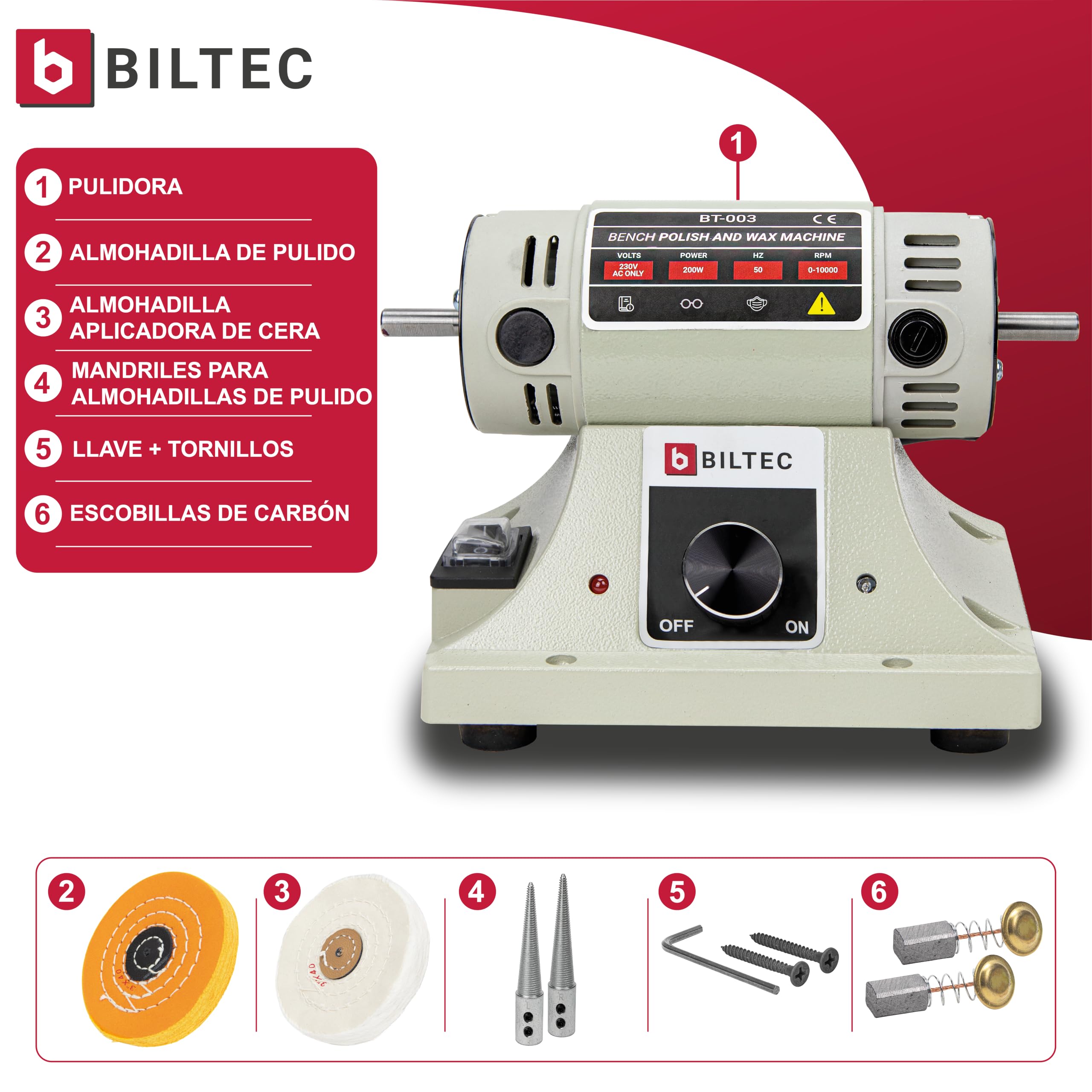 Pulidora de banco, pulidora de mesa, con 2 almohadillas de 75 mm, 200 W, enchufe de la UE, 10.000 RPM, máquina de pulido eléctrica, pulidora pequeña, pulidora de joyas