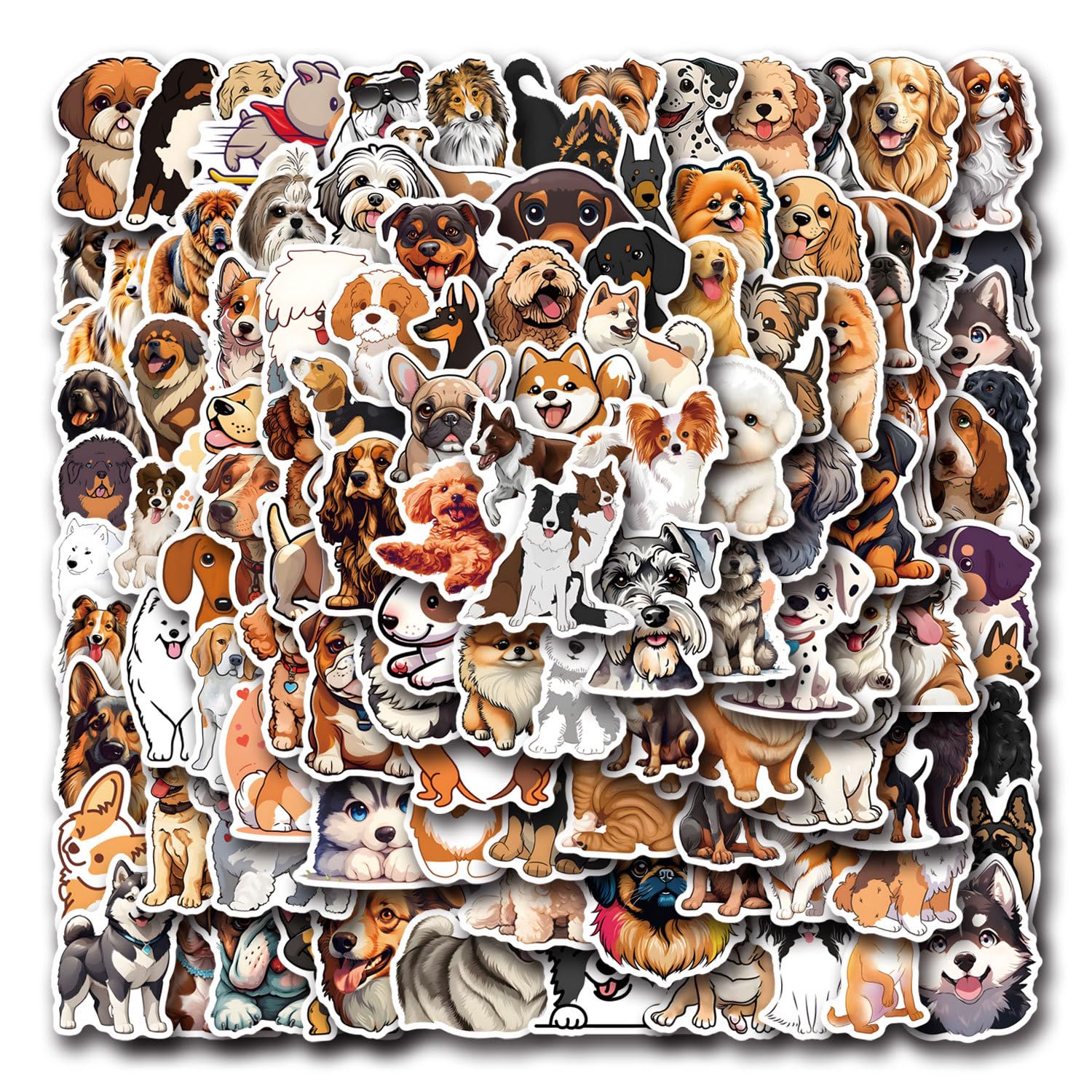 110Pcs Mixed Dog Stickers for Girls Boys Child Adults Teens,Mixed Animals Stickers for Skateboard,Laptop,Water Bottles,Bicycle,Computer,PVC Waterproof Vinyl for Wall,Graffiti Stickers Pack