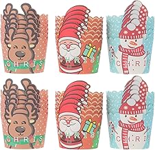 Cabilock 150 peças de papel para cupcake, forros de Natal, forros de cupcake, formas de cupcake, envoltórios de cupcake, à prova de óleo, suporte de cupcake para