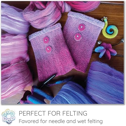 Miniatura 3 de Tencel Merino superfino teñido a mano para hilar y fieltro. 5 onzas, neblina púrpura