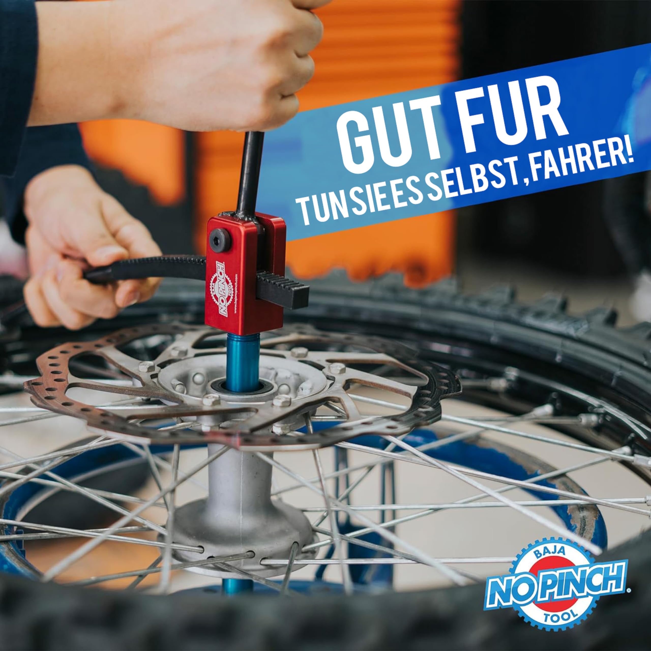 Baja No Pinch Dirtbike-Reifenwechselwerkzeug | Motorrad-Reifenwechsler | Reifenwechselwerkzeug für 16-21-Zoll-Crossbike-Räder | Passend für 20-mm-Achsen – Ideal für Enduro, Motocross und Offroad