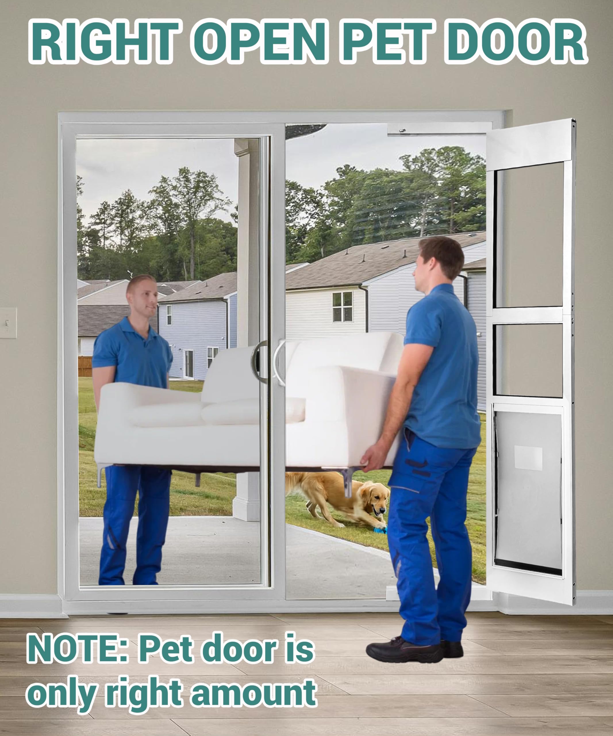 XL Dog Door for Sliding Glass Door - Right Open Amount from Inside - Overall Size: 81 3/4 Inch x 19 1/2 inch, Flap Size: 14.7"(W) x 24"(H)