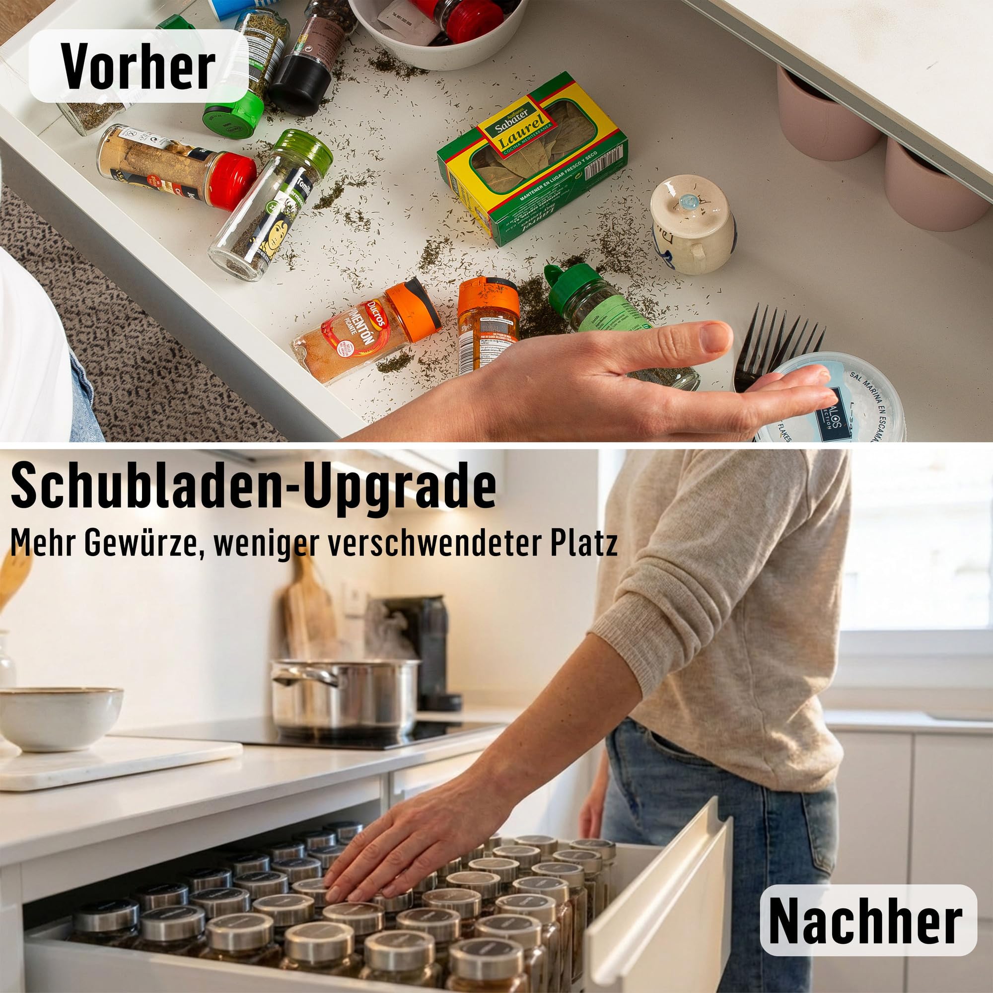 Deco haus® Gewürzgläser eckig luftdicht 24er Set [inkl. Etiketten & Streueinsatz] - Gewürzdosen Set Glas - Gewürzbehälter Spice Jars - Gewürze Aufbewahrung - Gewürz Organizer - Gewürzaufbewahrung