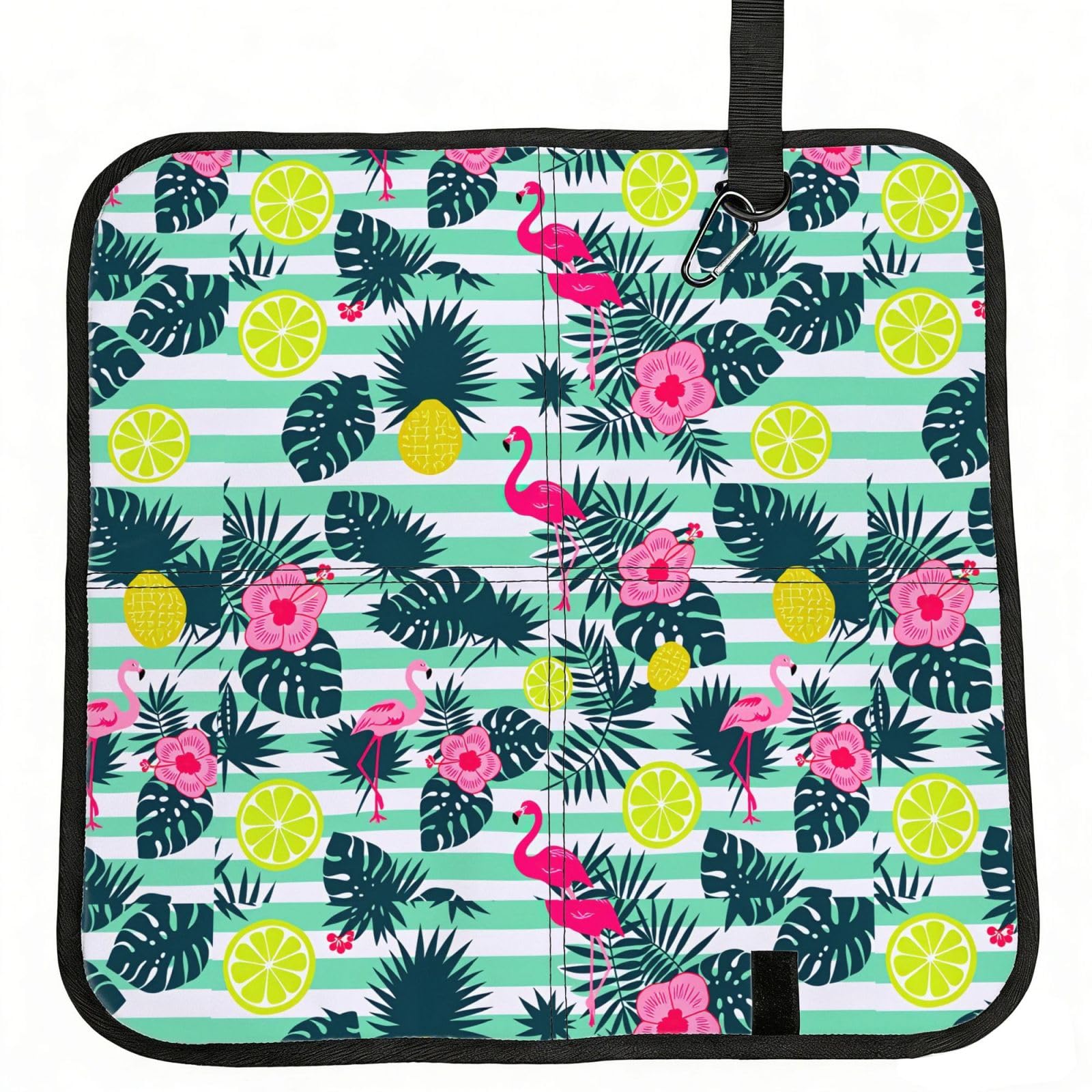 SDEGTHO Flamingo Pineapple Print Padded Seat Pad Folding Cushion Waterproof Bench Mat Portable Outdoor Rest Mat 15.8"