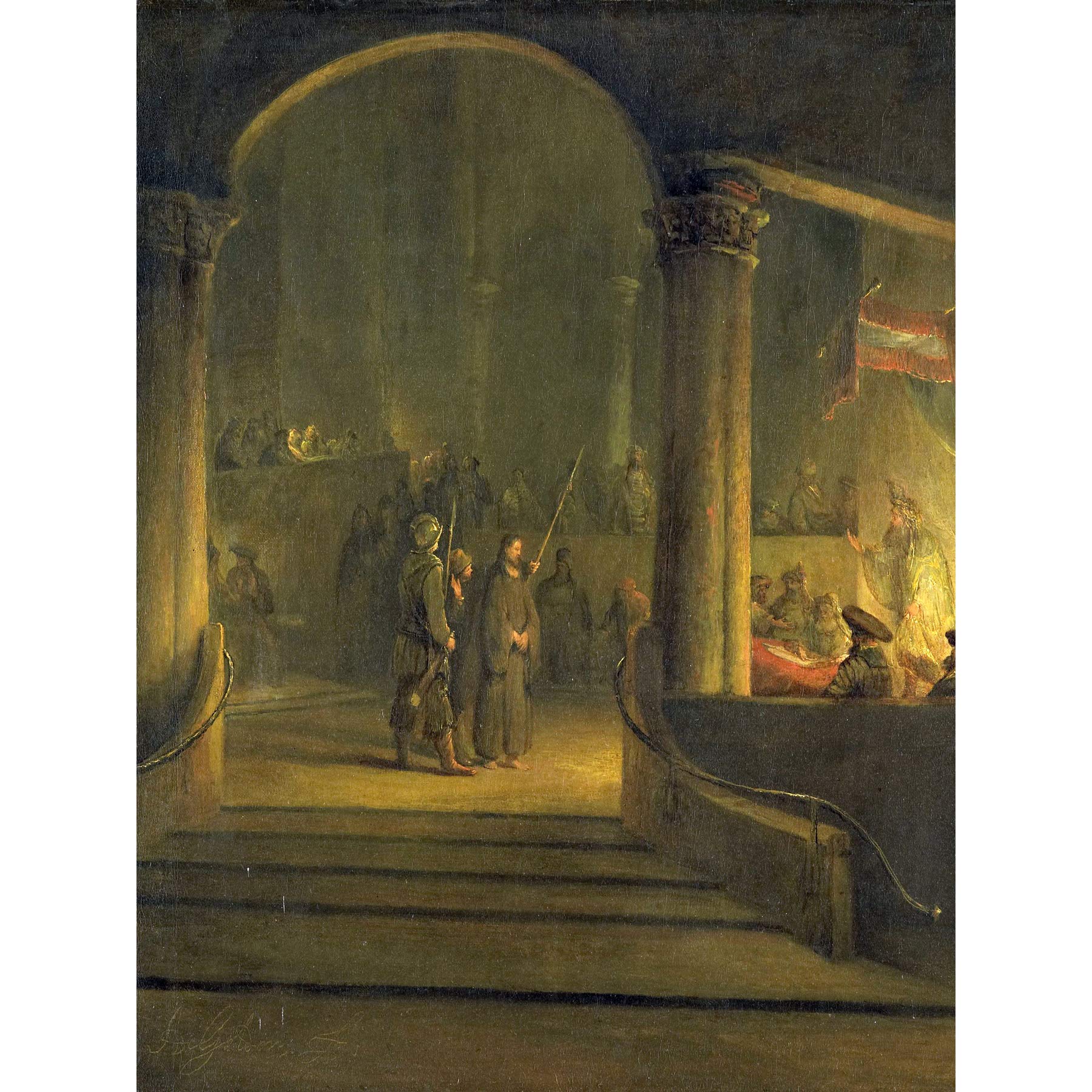 Aert De Gelder Christ Before Caiphas Painting Large Wall Art Poster Print Thick Paper 18X24 Inch