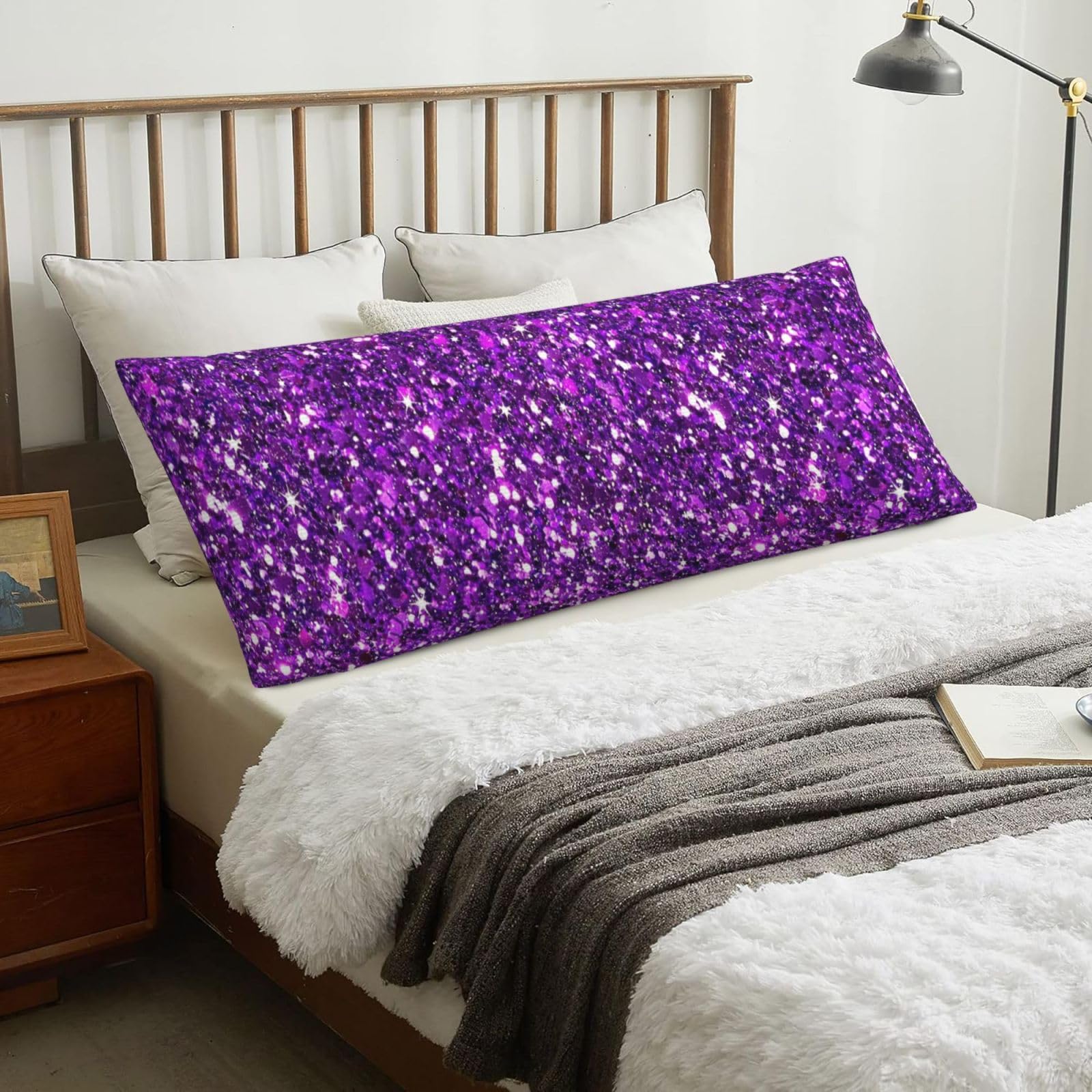 Glitter Sparkles Shimmer Printing, Body Pillow Cover with Zipper,Long Body Pillowcase 20 x 60 in