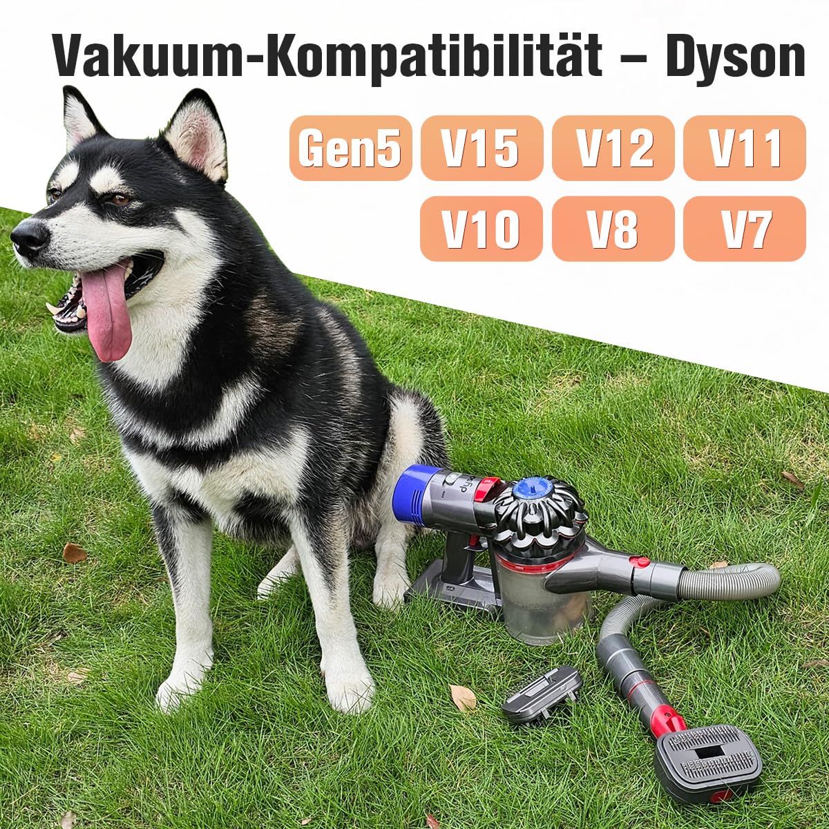 2 in 1 Hundehaar Staubsaugerbürste Kompatibel mit Dyson Gen5 V15 V12 V11 V8 V7, ideal zum Entfernen von losen Haaren, Hautschuppen, Unterwolle und Verfilzungen