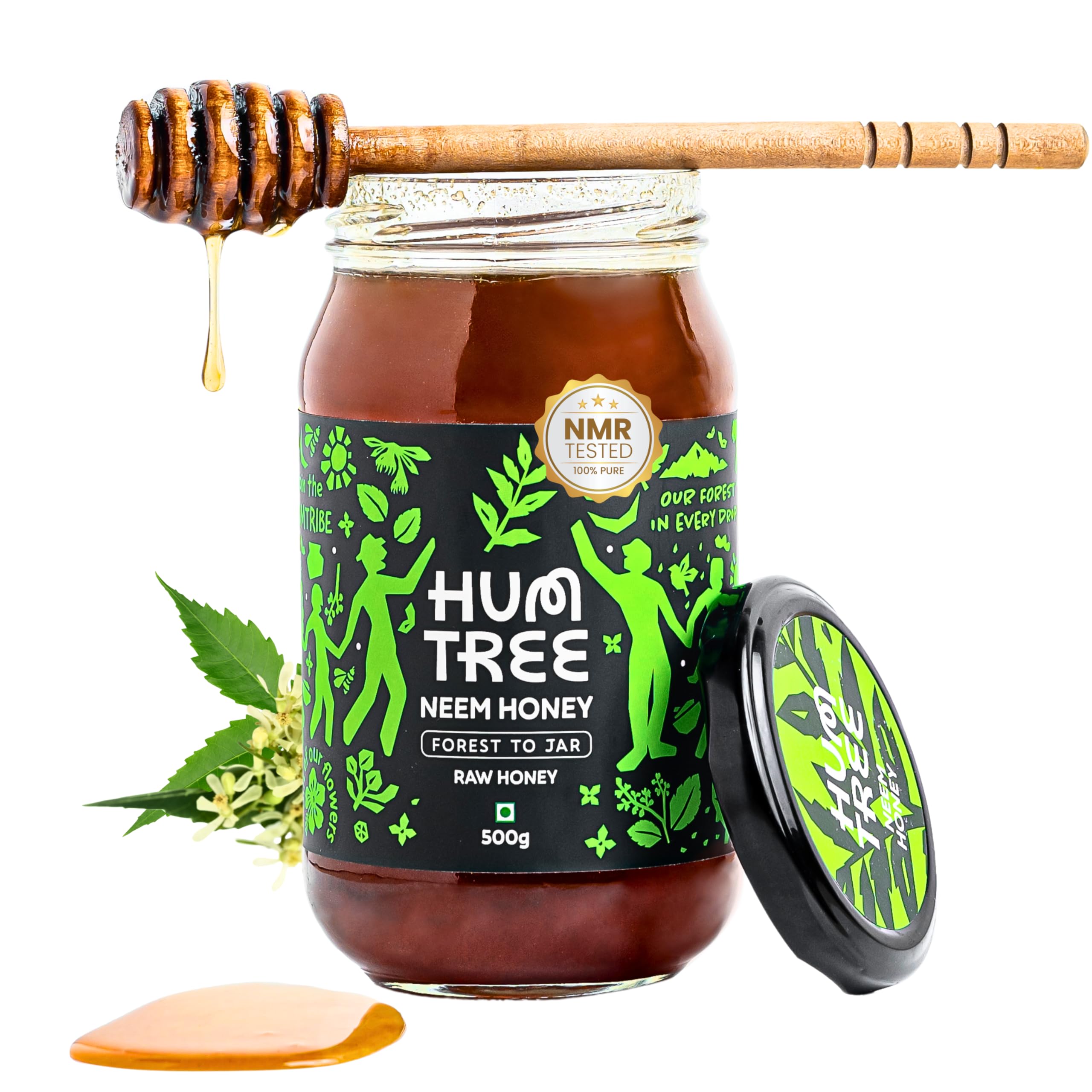 HUMTREE - Neem Wildflower Organic Honey Raw Unprocessed - 500gms | 100% Pure, NMR Tested, No adulteration | Natural Nectar Neem Monoflora Honey | Unprocessed & Unpasteurized | Chemical Free, No Sugar Syrup | Safe for Kids, Elders | Ethical Glass Jar Packaging-image-12