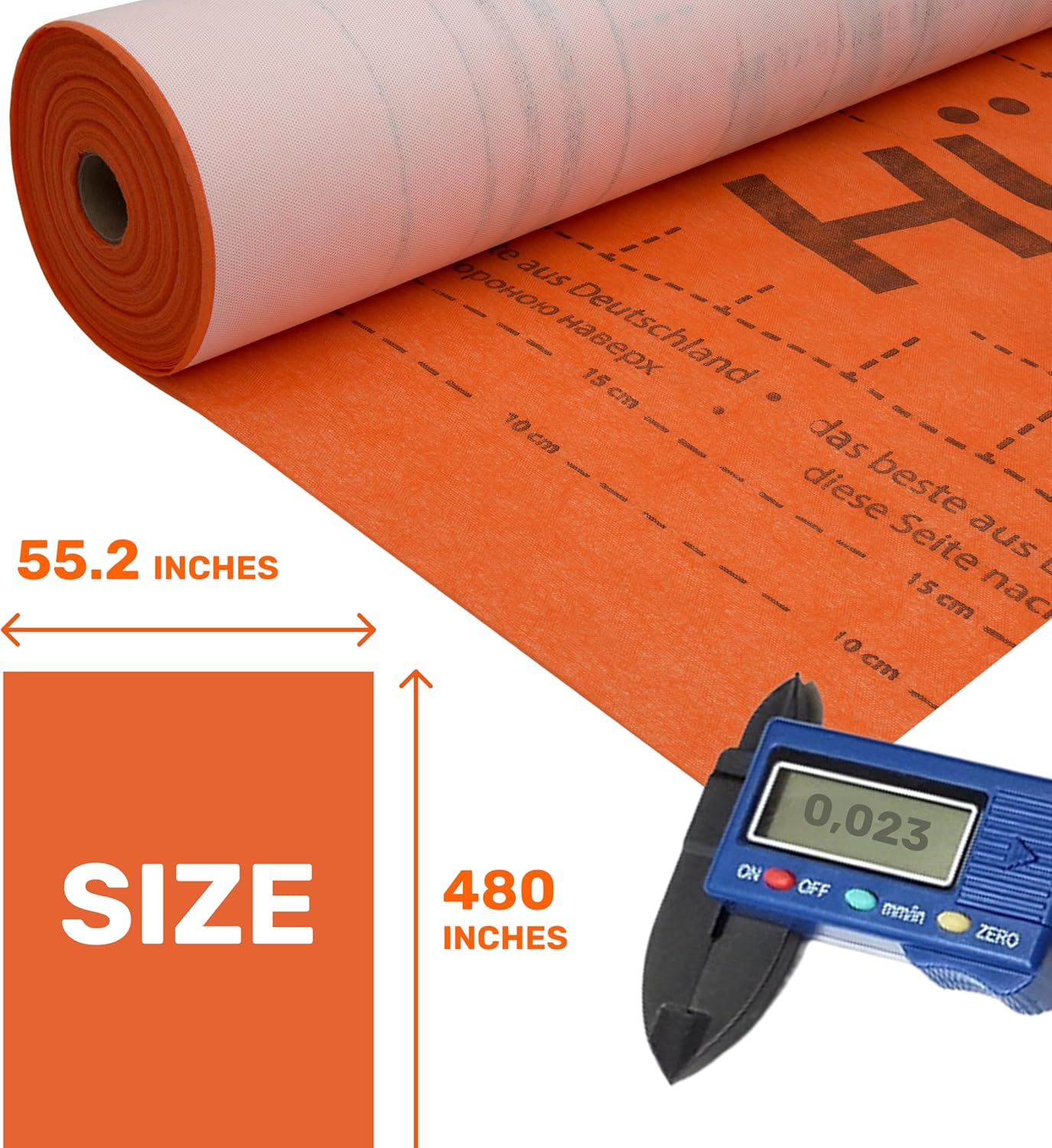 Waterproof Membrane HURDEX 170 / 3,3 FT / 98,5 FT - 3-Layer Shower &Bathroom Waterproof Underlayment, Tile UnderlaymentCrack Isolation &Vapor Barrier for Floors, Walls and Roofs